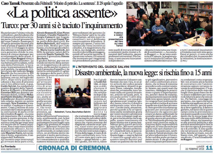 2016 02 22 * La Provincia * "La politica assente"